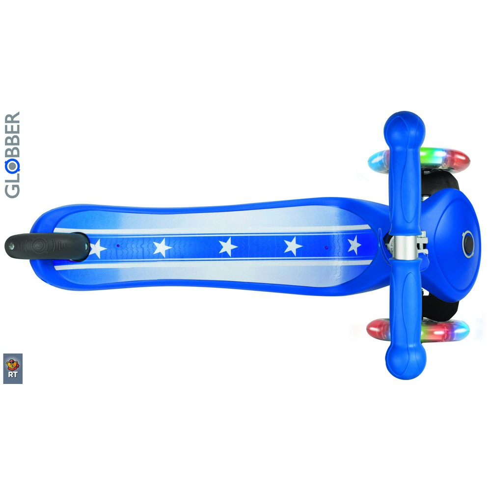 Самокат Y-SCOO Globber Primo Fantasy с 3 светящимися колесами Stars&Strips Navy Blue  
